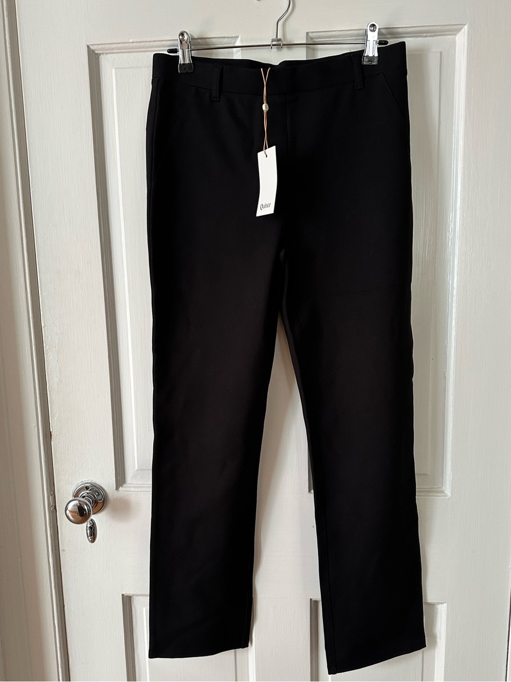 Quince NWT ultra stretch ponte straight leg pants black M office casual everyday
